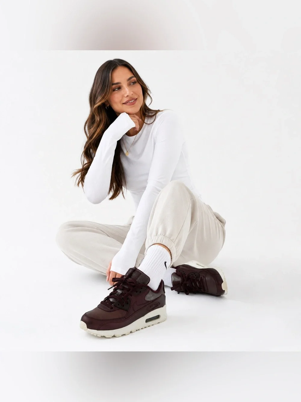 Nike Air Max 90 Metallic Mahogany Leather Sneakers Sporty Chic Casual Shoes